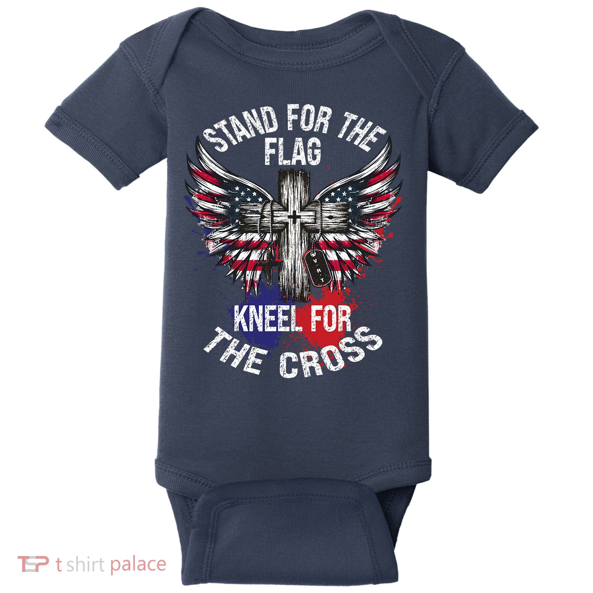Stand For The Flag Kneel For The Cross Christian Patriotic  Baby Bodysuit