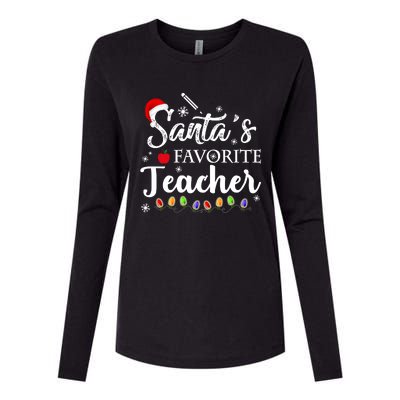 SantaS Favorite Teacher Family Matching Group Christmas Womens Cotton Relaxed Long Sleeve T-Shirt