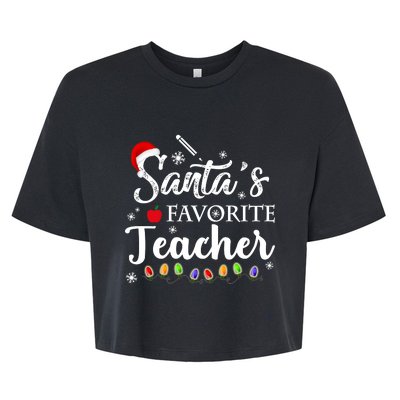 SantaS Favorite Teacher Family Matching Group Christmas Bella+Canvas Jersey Crop Tee