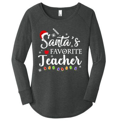 SantaS Favorite Teacher Family Matching Group Christmas Women's Perfect Tri Tunic Long Sleeve Shirt