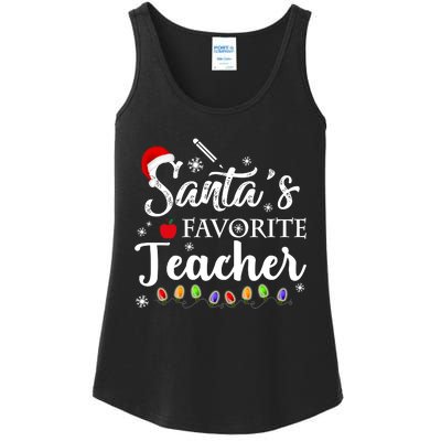 SantaS Favorite Teacher Family Matching Group Christmas Ladies Essential Tank