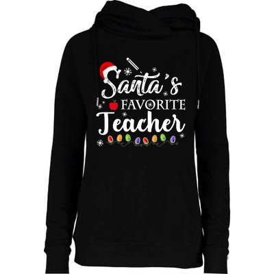 SantaS Favorite Teacher Family Matching Group Christmas Womens Funnel Neck Pullover Hood