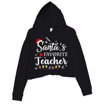 SantaS Favorite Teacher Family Matching Group Christmas Crop Fleece Hoodie