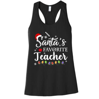 SantaS Favorite Teacher Family Matching Group Christmas Women's Racerback Tank