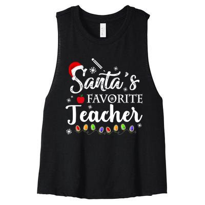 SantaS Favorite Teacher Family Matching Group Christmas Women's Racerback Cropped Tank