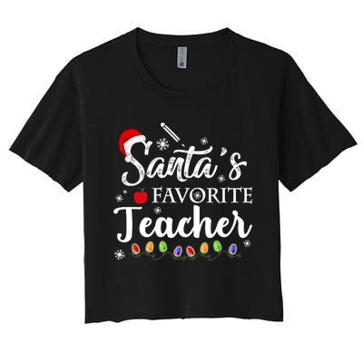 SantaS Favorite Teacher Family Matching Group Christmas Women's Crop Top Tee