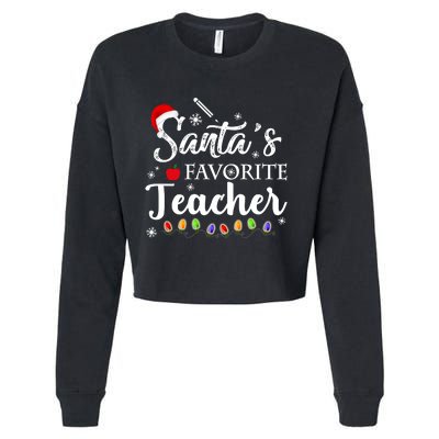 SantaS Favorite Teacher Family Matching Group Christmas Cropped Pullover Crew