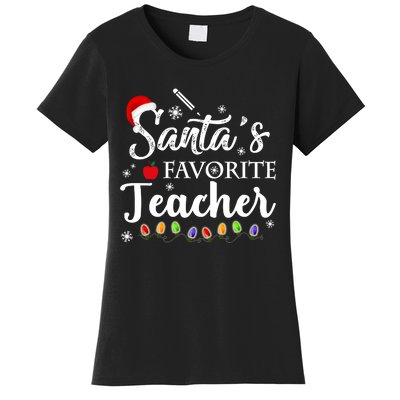 SantaS Favorite Teacher Family Matching Group Christmas Women's T-Shirt