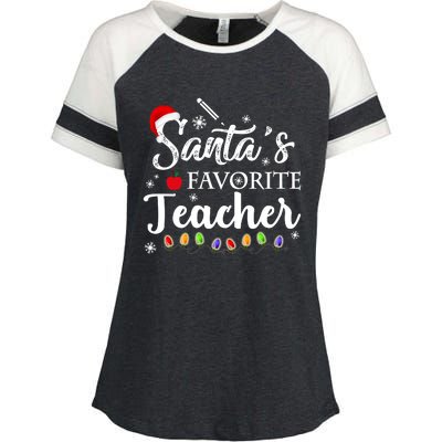 SantaS Favorite Teacher Family Matching Group Christmas Enza Ladies Jersey Colorblock Tee