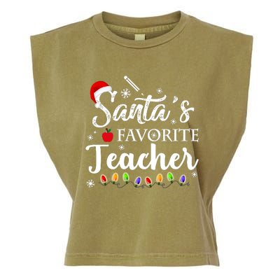 SantaS Favorite Teacher Family Matching Group Christmas Garment-Dyed Women's Muscle Tee