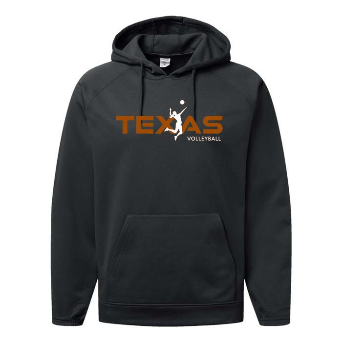 Sport Fan Tex The Lone Star State Of Texas Volleyball Performance Fleece Hoodie