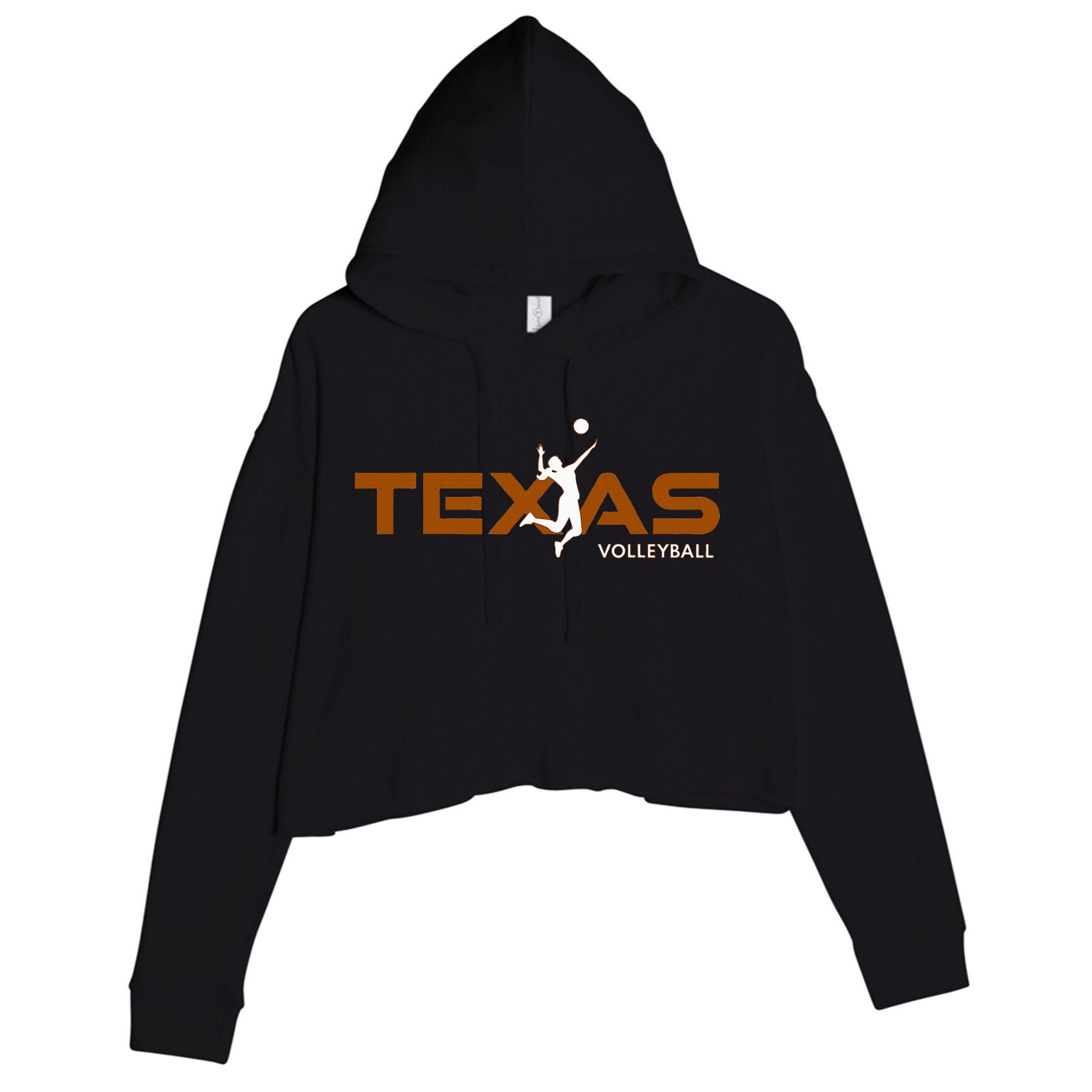 Sport Fan Tex The Lone Star State Of Texas Volleyball Crop Fleece Hoodie