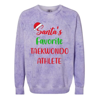 Santas Favorite Taekwondo Athlete Gift Taekwondo Christmas Colorblast Crewneck Sweatshirt