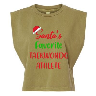 Santas Favorite Taekwondo Athlete Gift Taekwondo Christmas Garment-Dyed Women's Muscle Tee