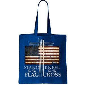 Stand For The Flag Gift Kneel For Cross Love Usa Meaningful Gift Tote Bag