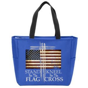 Stand For The Flag Gift Kneel For Cross Love Usa Meaningful Gift Zip Tote Bag