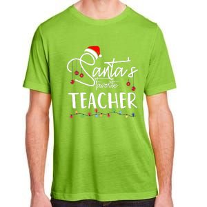 Santas Favorite Teacher Funny Christmas Santa Hat Light Adult ChromaSoft Performance T-Shirt