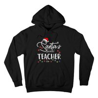 Santas Favorite Teacher Funny Christmas Santa Hat Light Hoodie