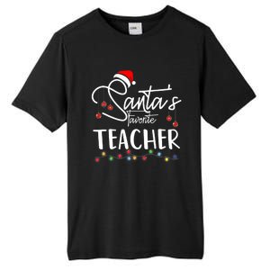 Santas Favorite Teacher Funny Christmas Santa Hat Light Tall Fusion ChromaSoft Performance T-Shirt