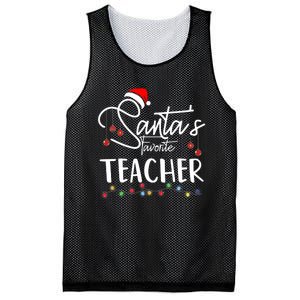 Santas Favorite Teacher Funny Christmas Santa Hat Light Mesh Reversible Basketball Jersey Tank