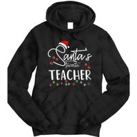 Santas Favorite Teacher Funny Christmas Santa Hat Light Tie Dye Hoodie