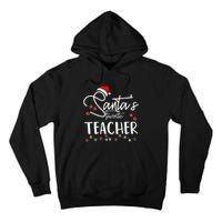 Santas Favorite Teacher Funny Christmas Santa Hat Light Tall Hoodie