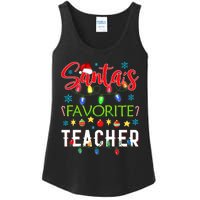 SantaS Favorite Teacher Funny Christmas Santa Hat Light Ladies Essential Tank