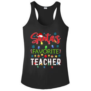 SantaS Favorite Teacher Funny Christmas Santa Hat Light Ladies PosiCharge Competitor Racerback Tank