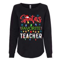 SantaS Favorite Teacher Funny Christmas Santa Hat Light Womens California Wash Sweatshirt