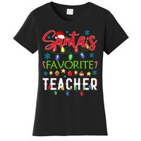 SantaS Favorite Teacher Funny Christmas Santa Hat Light Women's T-Shirt