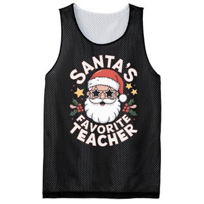 Santas Favorite Teacher Funny Teacher Christmas Mesh Reversible Basketball Jersey Tank