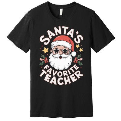 Santas Favorite Teacher Funny Teacher Christmas Premium T-Shirt