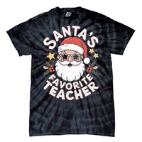 Santas Favorite Teacher Funny Teacher Christmas Tie-Dye T-Shirt