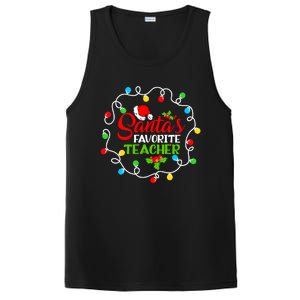 SantaS Favorite Teacher Funny Christmas Santa Hat Light Gift PosiCharge Competitor Tank