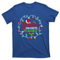 SantaS Favorite Teacher Funny Christmas Santa Hat Light Gift T-Shirt