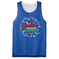 SantaS Favorite Teacher Funny Christmas Santa Hat Light Gift Mesh Reversible Basketball Jersey Tank