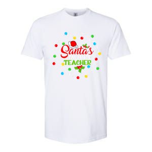 SantaS Favorite Teacher Funny Christmas Santa Hat Light Gift Softstyle CVC T-Shirt