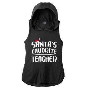 Santas Favorite Teacher Teacher Christmas Ladies PosiCharge Tri-Blend Wicking Draft Hoodie Tank