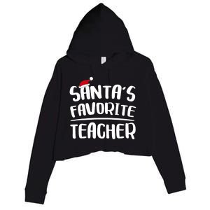 Santas Favorite Teacher Teacher Christmas Crop Fleece Hoodie