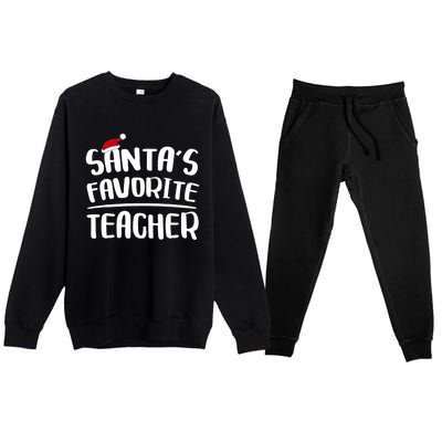 Santas Favorite Teacher Teacher Christmas Premium Crewneck Sweatsuit Set