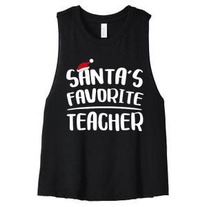 Santas Favorite Teacher Teacher Christmas Women's Racerback Cropped Tank