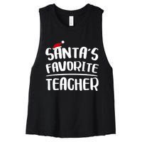 Santas Favorite Teacher Teacher Christmas Women's Racerback Cropped Tank