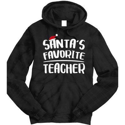 Santas Favorite Teacher Teacher Christmas Tie Dye Hoodie