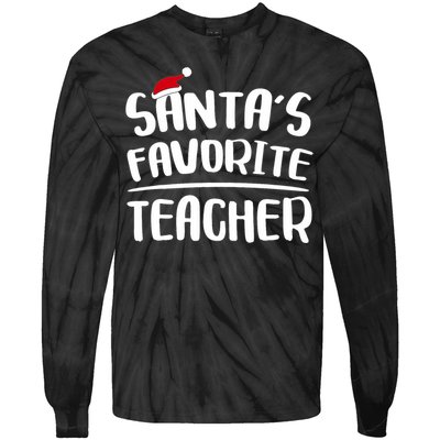 Santas Favorite Teacher Teacher Christmas Tie-Dye Long Sleeve Shirt