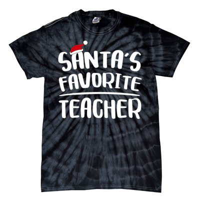 Santas Favorite Teacher Teacher Christmas Tie-Dye T-Shirt