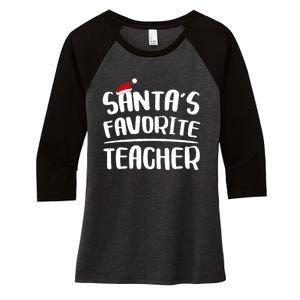 Santas Favorite Teacher Teacher Christmas Women's Tri-Blend 3/4-Sleeve Raglan Shirt