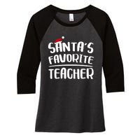 Santas Favorite Teacher Teacher Christmas Women's Tri-Blend 3/4-Sleeve Raglan Shirt