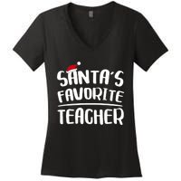 Santas Favorite Teacher Teacher Christmas Women's V-Neck T-Shirt