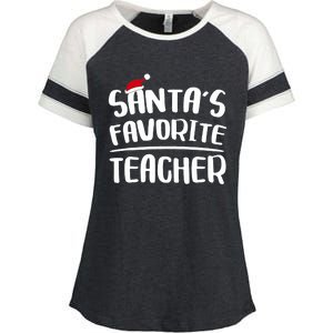 Santas Favorite Teacher Teacher Christmas Enza Ladies Jersey Colorblock Tee