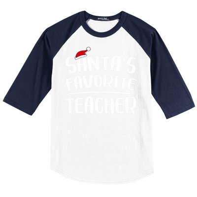 Santas Favorite Teacher Teacher Christmas Baseball Sleeve Shirt